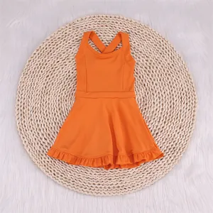 Embroidery Sleeveless Cute Dresses Autumn Solid Color Sustainable Baby Yoga Wear Girls Sportswear