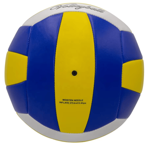 Изготовленный на заказ Метта официальный размер 5 мягкий на ощупь ПВХ материал машина сшитый пляжный волейбол фиолетовый + желтый + белый взрослые - Product Image 6