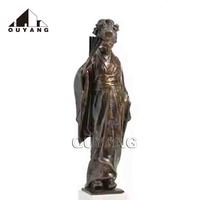 QUYANG jardin extérieur métal artisanat personnalisé grandeur nature Bronze japonais samouraï Sculpture