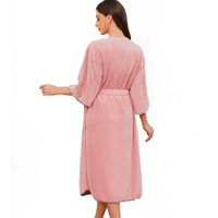 Genou Longueur Rose Femmes D'été Peignoir Hôtel Spa En Gros Doux Peignoir Bonne Absorption D'eau Corail Polaire Robe Femme