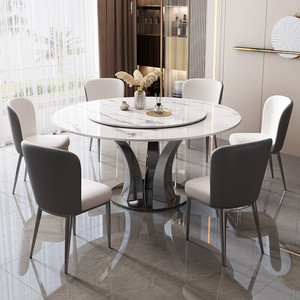 Modern Luxury Marble <strong>Round</strong> <strong>Dining</strong> <strong>Table</strong> Chair <strong>Set</strong> <strong>4</strong> 6 8 Seater Kitchen Home Restaurant Stone Furniture Metal Latest Designs - Product Image 2
