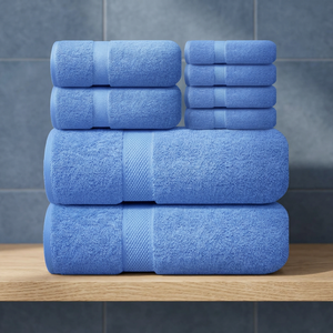 Juego de Toallas de Baño de Algodón Azul, Tejido Suave, Color Sólido, Secado Rápido, para Hotel, Spa y Hogar, Marca ORCHID, Modelo ORCHID10121 - Product Image 1
