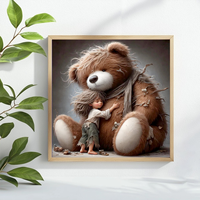 Kit de broderie au point de croix Bear Girl 40x40CM DIY 11CT/14CT, décoration d'intérieur, fil en coton écologique
