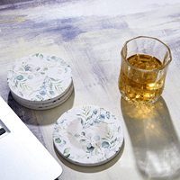 Dessous de verre en céramique décoratifs élégants artisanaux Sous-verres de voiture en céramique émaillée par sublimation Dessous de verre en céramique 4x4