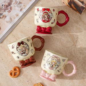 Tasse à eau en céramique de style américain avec base en forme de nœud 3D, en porcelaine, avec boîte cadeau pour importateurs et grossistes - Product Image 1
