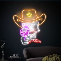 Enseigne Néon Personnalisé 3D Imprimé UV Enseigne Néon Chapeau de Cowboy Bottes de Cowboy Imprimé UV Bande Dessinée Anime Enseigne Lumineuse Lumières Led Personnalisées