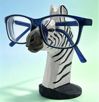 Support de présentation artisanal en bois pour lunettes et lunettes de soleil, idéal pour la décoration de la maison ou du bureau, ou comme cadeau (Zèbre)