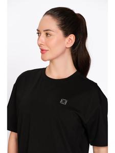 <b>Black</b> Cotton Oversized T-<b>Shirt</b> For <b>Women</b> Featuring Solid Color Casual Wear Styling For Daily Outfits Travel Shopping Outdoor - Product Image 5