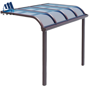 Tettoia per Balcone Esterno, Riparo dalla Pioggia, Copertura per Patio Impermeabile, Tettoia in Alluminio con Pali, Tettoia con Tetto in Policarbonato - Product Image 2