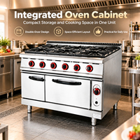 Cuisinière à gaz commerciale à 4 brûleurs avec four pour hôtels et restaurants 1050x700x930mm en acier inoxydable Garantie 1 an