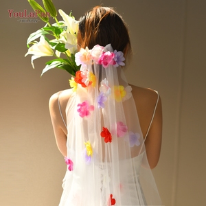 YouLaPan V277 R <span class=keywords><strong>voile</strong></span> de fleurs colorées convient aux cérémonies <span class=keywords><strong>en</strong></span> plein air pelouse mariage mariées Festival Performance robes - Product Image 6
