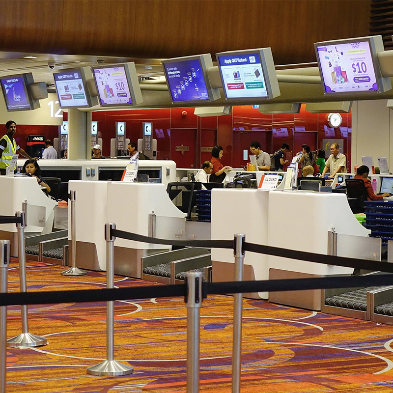 Customized Solid Surface Airport Luggage Wrapping Machine Shells White Countertop Panels Airport Furnitures