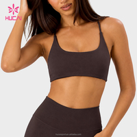 Sujetador deportivo personalizado de tela reciclada con tirantes cruzados en la espalda, top corto, sujetador deportivo acolchado para gimnasio, entrenamiento, correr, yoga