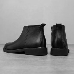 Men's PU Chelsea <b>Boots</b> with Solid Color Design Retro European Style Winter Slip-On <b>Boots</b> for Ins Social Platform - Product Image 3