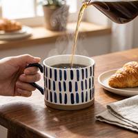 Mug à petit-déjeuner en céramique 450 ml avec logo personnalisé, tasse à café peinte à la main, bol à flocons d'avoine grande capacité avec poignée pour la maison et le bureau