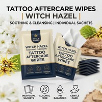 Lingettes jetables individuelles pour soins après tatouage à l'hamamélis, apaisantes et nettoyantes pour la peau