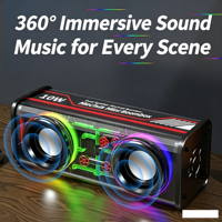 Mini-enceinte sans fil transparente Mecha Small Cannon 5.3 avec RGB, carte enfichable, audio portable de bureau, subwoofer puissant