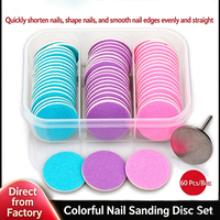 Ensemble de 60 tampons de polissage pour ongles colorés avec boîte à 3 compartiments et disque exfoliant pour cuticules