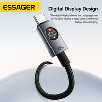 Cable USB-C a USB-C ESSAGER ES-X89 con Pantalla LED, Trenzado, para Teléfono y Laptop, 5A PD 100W, Carga Rápida, Cable de Datos USB-C para iPhone y Samsung