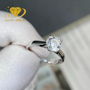 خاتم سوليتير للخطوبة والزفاف الفاخر <span class=keywords><strong>1CT</strong></span> 2CT 3CT 14K من الذهب الأبيض الدائري المويسانيتي خاتم ألماس للنساء - Product Image 3