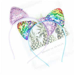 YACHEN新着グリッタースパンコール猫耳ヘッドバンド女の子の誕生日パーティーハロウィンヘアアクセサリーと好意 - Product Image 4
