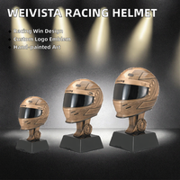 Trophée Casque de Course en Résine Bronze Antique, Récompense Motorsport Intégrale, Champion Go Kart, Décoration de Bureau Personnalisée pour Podium