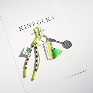 Llaveros deportivos 3D tejidos con raqueta de tenis verde y pelota, accesorios para llaves de coche, colgante de cuerda trenzada para bolso, cordón decorativo seguro - Product Image 5