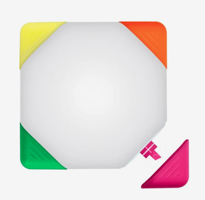 Set Promozionale Personalizzato di Penne Evidenziatori Quadrate Retrattili a 4 Colori con Logo per Ufficio, Scuola e Regalo - Product Image 1