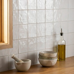 Piastrella Kea Bianca 13x13 Cm Lucida con Bordi Irregolari per Pareti e Pavimenti - Product Image 5