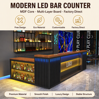 Comptoir de bar en forme de L de style industriel avec éclairage LED, comptoir de réception pour petit restaurant, café