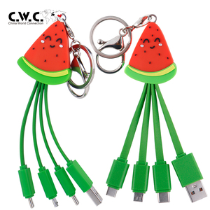 Porte-clés pastèque amusant, câble de charge 4 en 1, <span class=keywords><strong>multi</strong></span>-appareils, universel, smartphone, <span class=keywords><strong>USB</strong></span> type C, câble de charge 4 en 1 - Product Image 1