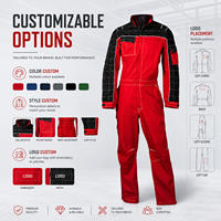 Combinaison de travail pour homme à manches longues en fibre de polyester antibactérienne, design bicolore, taille ajustable