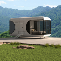 Casa Capsula in Acciaio a 2 Piani con Ruote, 2 Camere da Letto, Bagno, Cucina - Design Moderno, Facile Installazione, per Campeggio all'Aperto