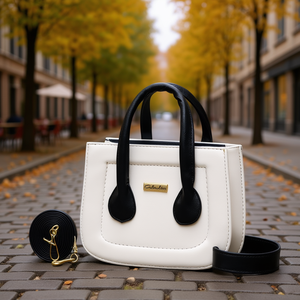 Bolso Bandolera para Mujer Liz Blanco de Fana Fashions, Diseño Minimalista en PU, Cadenas con Letras, Color Blanco, para Uso Diario en Otoño - Product Image 2