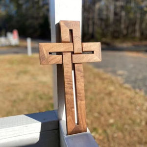 Croix murale tissée suspendue, décoration en bois pour la maison - Product Image 1