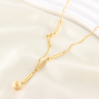 Collier en acier inoxydable plaqué or 14 carats avec pendentif boule de sable, chaîne serpent géométrique, accessoires de mode tendance pour fêtes, vente en gros