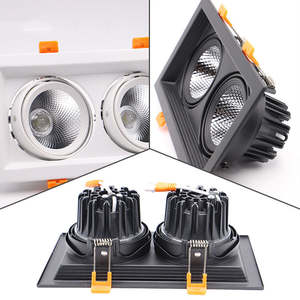 <span class=keywords><strong>Spot</strong></span> encastré LED <span class=keywords><strong>double</strong></span> tête réglable RTS 2x7W avec grille - Product Image 2