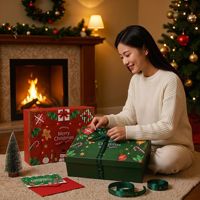 Boîte cadeau pliable de Noël en papier spécial, personnalisée et imprimée, emballage vide haut de gamme pour la vente au détail et la vente en gros des fêtes