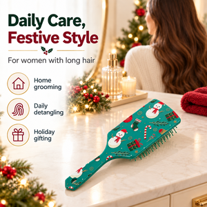 Cepillo <span class=keywords><strong>de</strong></span> Pelo con Cojín <span class=keywords><strong>de</strong></span> Aire y Cerdas <span class=keywords><strong>de</strong></span> Nylon para Masaje del Cuero Cabelludo y Desenredado, Ideal para Cabello Largo, Regalo <span class=keywords><strong>de</strong></span> Navidad para Mujeres - Product Image 6