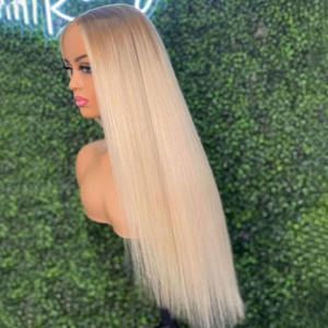 Perruques Full Lace cheveux humains blanc <span class=keywords><strong>glacé</strong></span> <span class=keywords><strong>blond</strong></span> cendres racines Ombre sans colle pleine transparente HD dentelle frontale perruque pour les femmes - Product Image 4