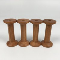 Bobine en bois poli 3,5x7,5 cm, accessoire artisanal pour bricolage, outils, design floral vintage