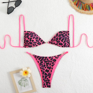 Nouveau maillot de bain sexy imprimé de haute qualité pour femme, style bikini deux pièces, avec lacets, inspiré des tendances européennes et américaines - Product Image 4