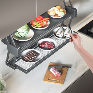 HNOSS rak piring dapur pintar, rak perkakas pasang dinding dapur, rak persiapan makanan tarik ke bawah dapat dilipat - Product Image 3