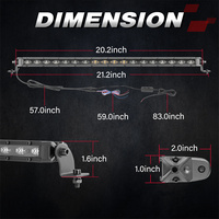 Barre lumineuse multifonctionnelle en aluminium super fine de 20 pouces, 12V, rouge, verte, jaune, pour camions tout-terrain