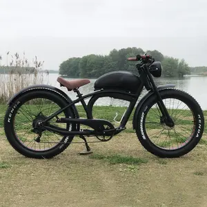 VelomoveoemレトロスタイルスーパーカフェレーサーEbike500w750w大人用26インチファットタイヤ電動自転車