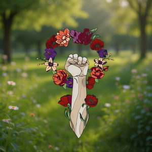 T-shirt Comfort Colors unisex in cotone con design floreale a forma di pugno, regalo femminista per la Giornata Internazionale della Donna - Product Image 2