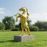Offre Spéciale Intérieur Public Décoré Métal Animal Artisanat En Acier Inoxydable Or Géométrique Élevage Cheval Statue