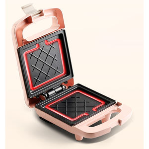 Maravilloso PP aluminio 600W multifunción hogar Rosa negro moda eléctrica desayuno Waffel Maker sandwicheras - Product Image 1