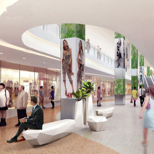 Bancs en fibre de verre personnalisables pour l'extérieur, mobilier commercial pour centres commerciaux, ensembles de sièges de loisirs avec pot de fleurs - Product Image 3
