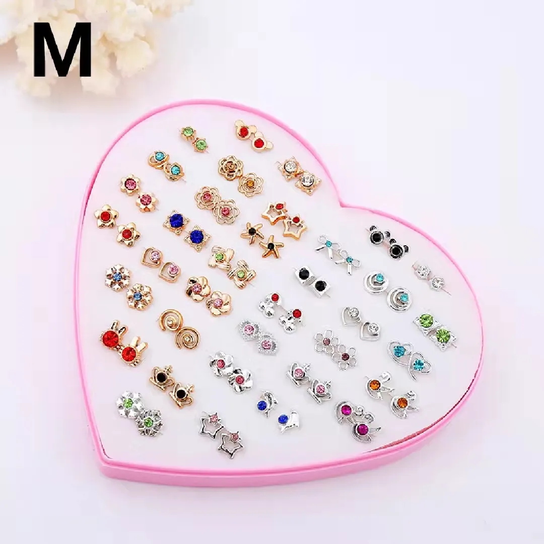 36 Pairs Mixed Design Gold Silver Anti-allergic Crystal Plastic 2021 Earrings Ear Studs Artificial Stud Earrings